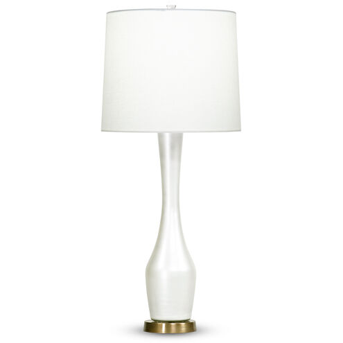 Carnation 35 inch 150.00 watt Antique Brass Table Lamp Portable Light in White