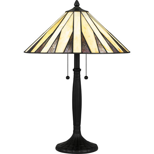 Tiffany 24 inch 75.00 watt Matte Black Table Lamp Portable Light