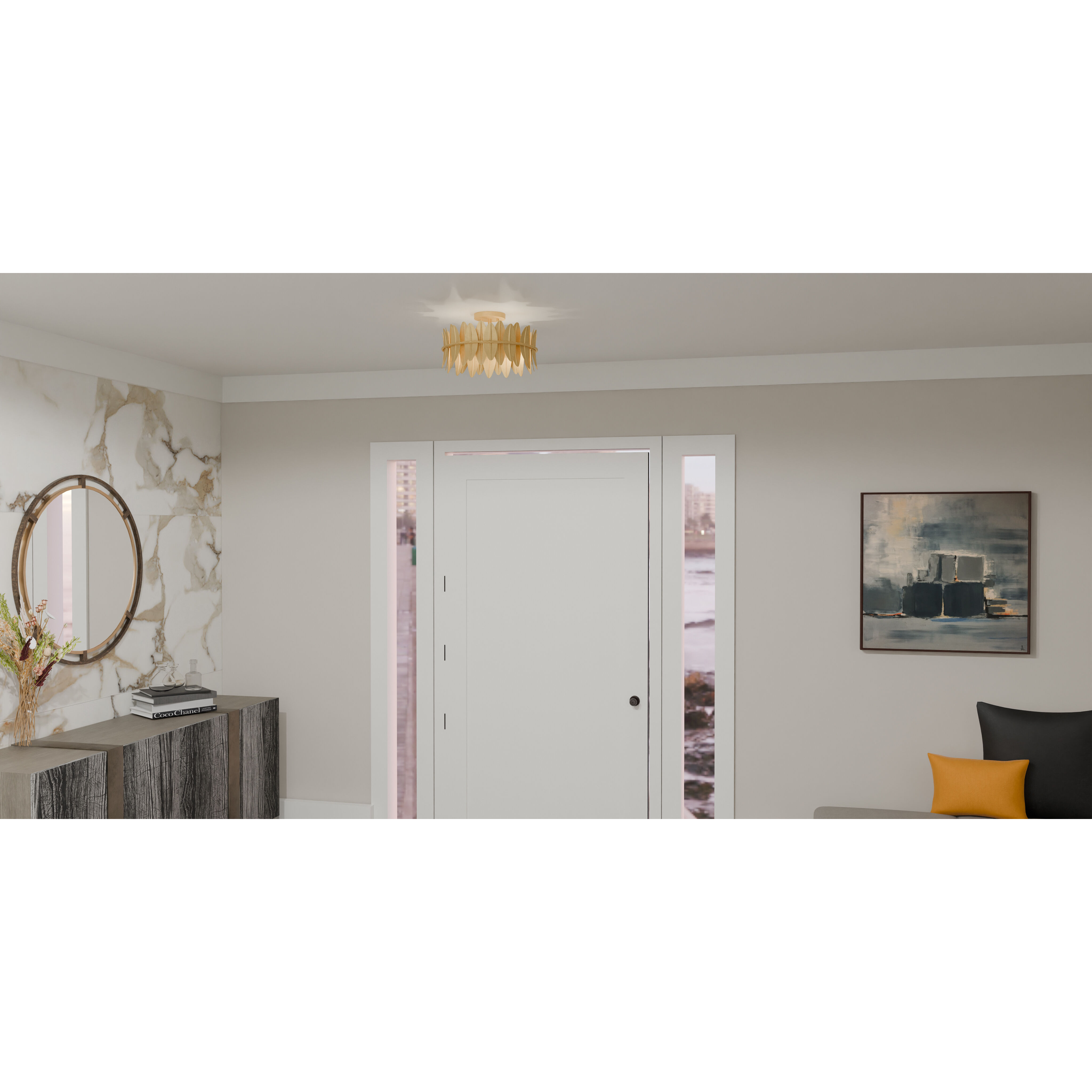 Liza 3 Light 16 inch Gold Leaf Semi-Flush Mount Ceiling Light, Medium