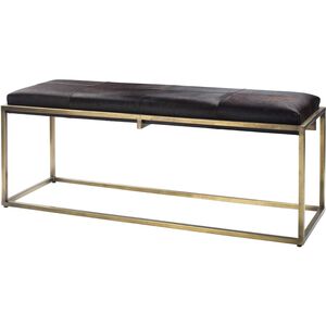 Shelby Espresso Hide and Antique Brass Bench