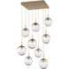 Aster LED LED Novel Brass Chandelier Ceiling Light, Square Multi-Pendant