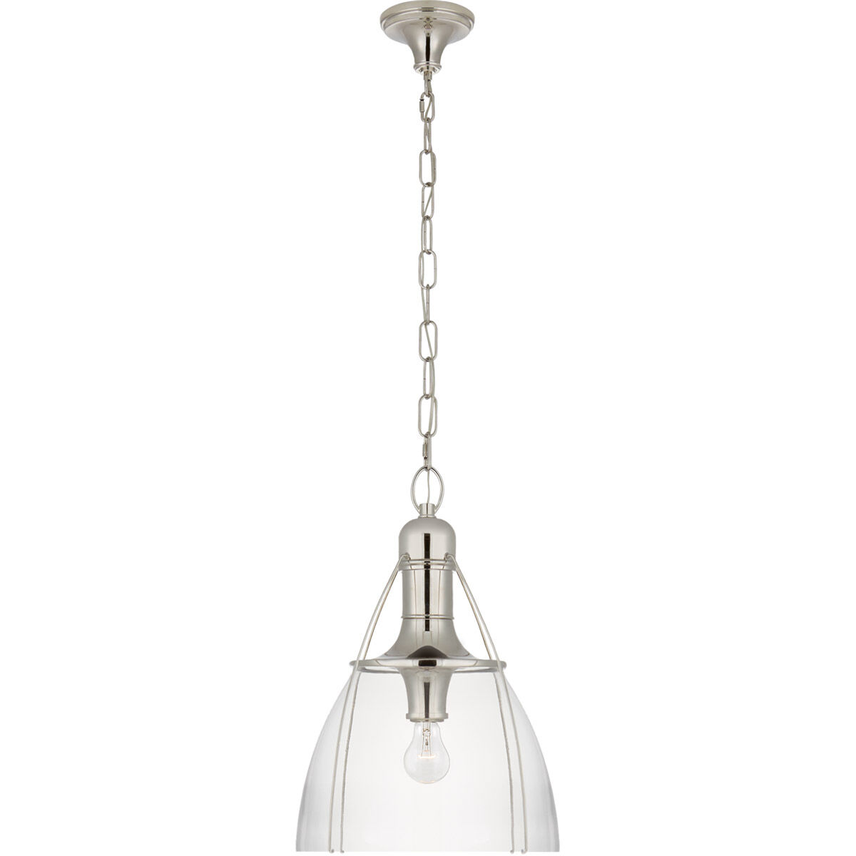 Chapman & Myers Prestwick 1 Light 18 inch Polished Nickel Pendant Ceiling Light in Clear Glass