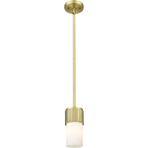 Bolivar 1 Light 4 inch Brushed Brass Pendant Ceiling Light in Matte White Glass
