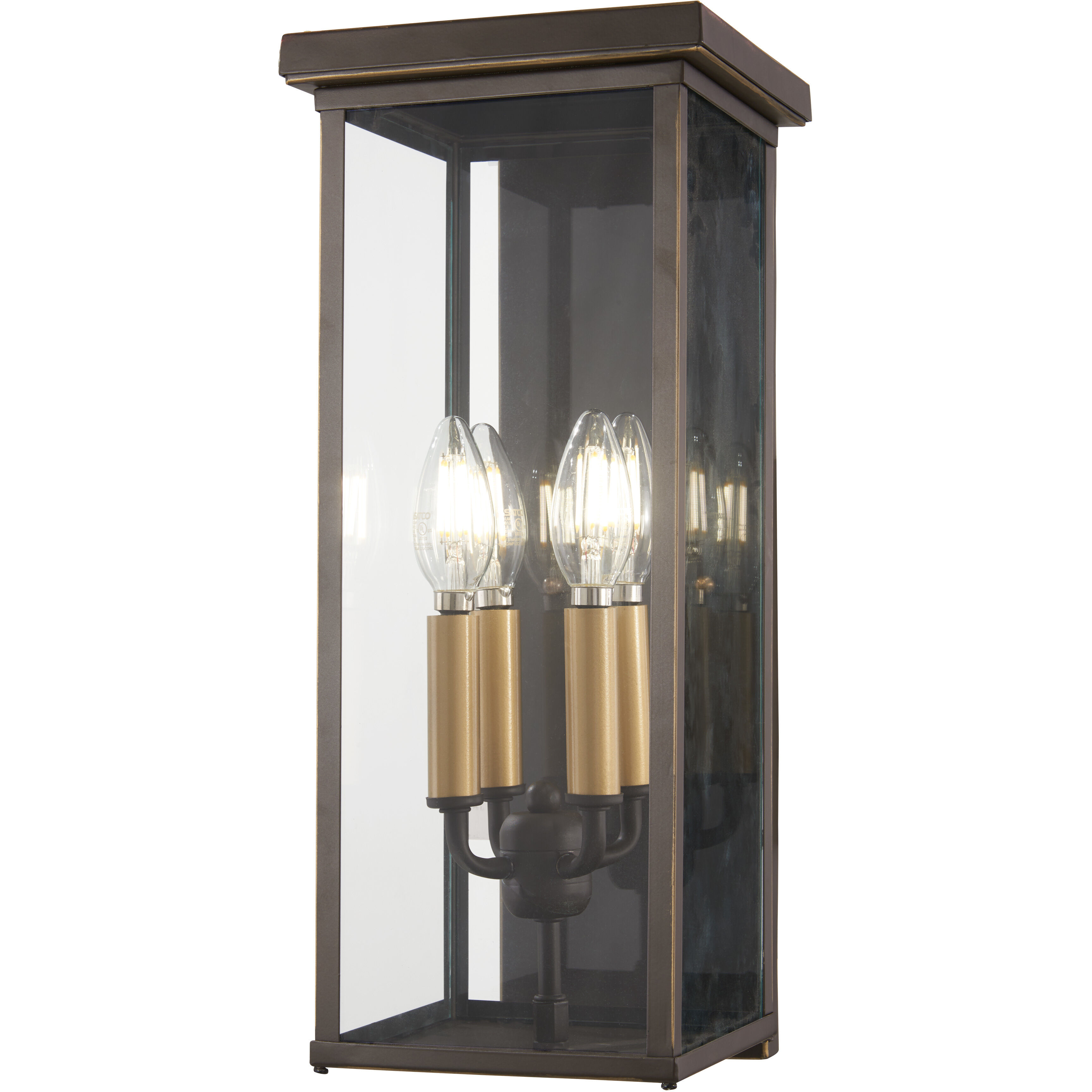 Casway 4 Light 17 inch Oil Rubbed Bronze/Gold Outdoor Pocket Lantern, Great Outdoors