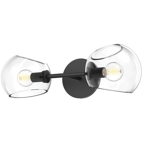Alora Mood Willow 2 Light 16.75 inch Matte Black Bath Vanity Light Wall Light in Clear