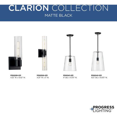 Clarion 2 Light 20 inch Matte Black Bath Vanity Wall Light