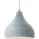 Radiance 1 Light 11.5 inch Antique Brass and Concrete Pendant Ceiling Light