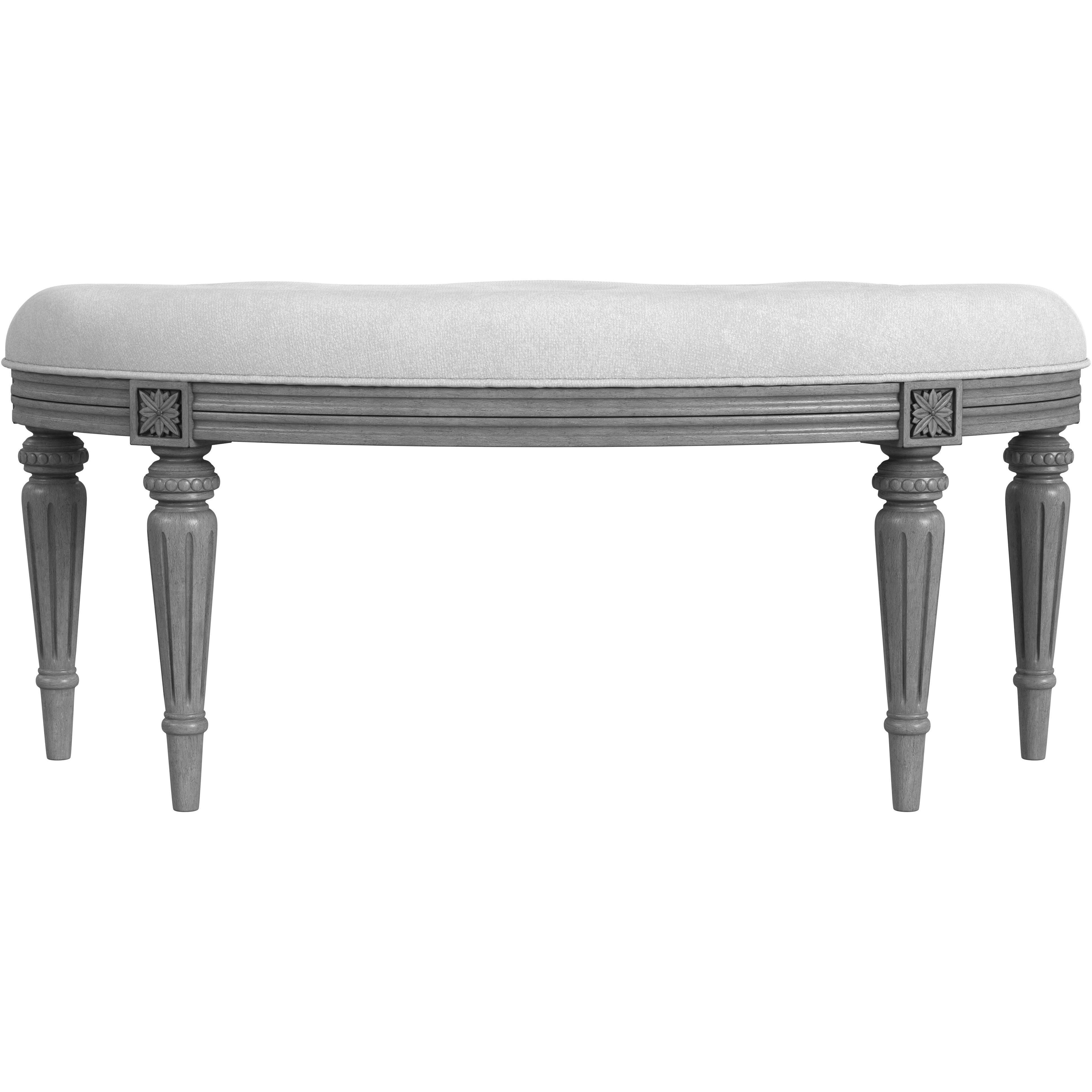 Tamara Upholstered Demilune 45"W Bench in Gray