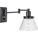 Hinton 12 inch 60.00 watt Matte Black Swing Arm Wall Light 