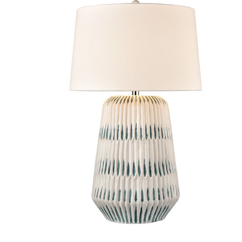 Devon 32 inch 9 watt White with Blue Table Lamp Portable Light
