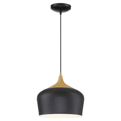Blend LED 12 inch Black with Wood Grain Pendant Ceiling Light