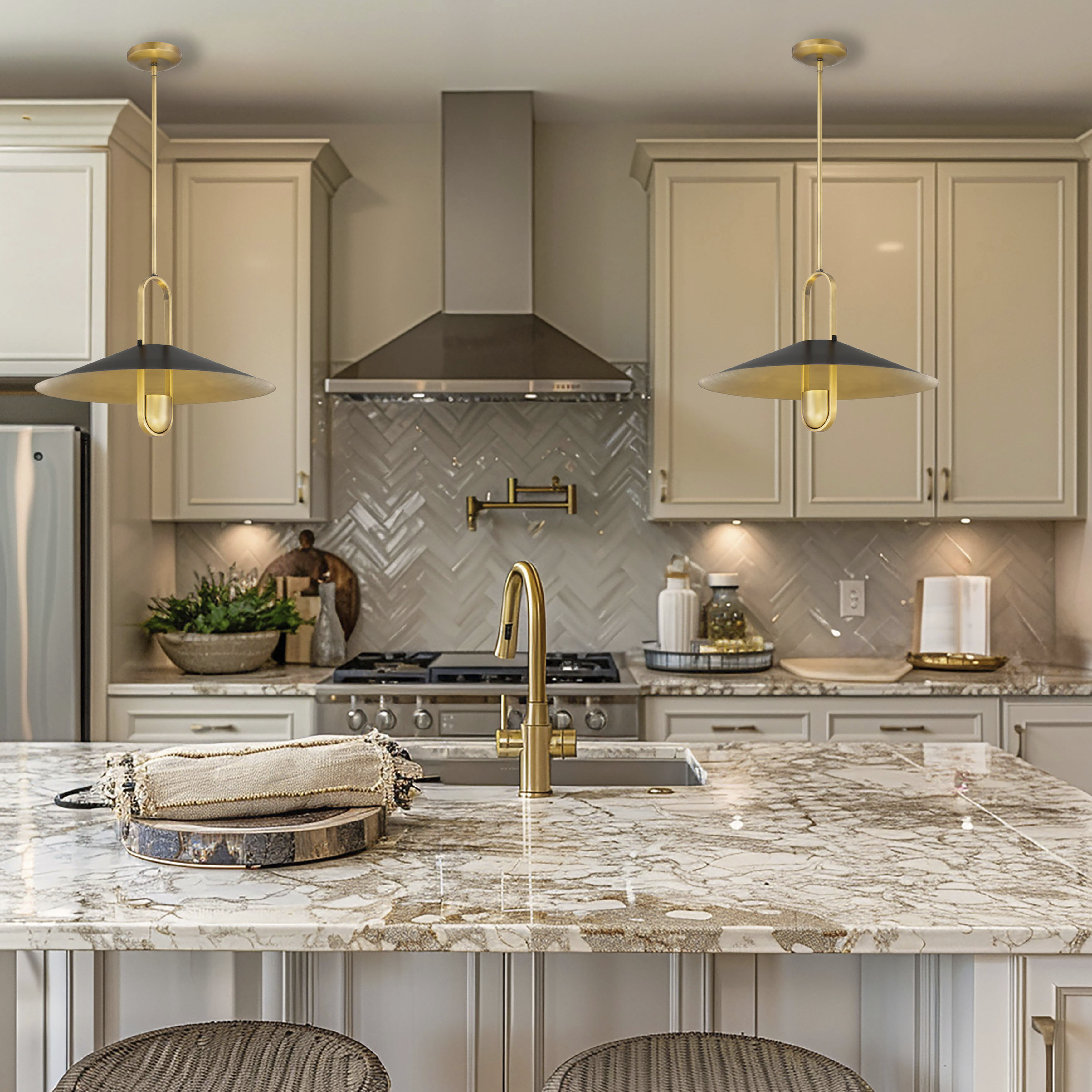 Goldenridge 1 Light 20 inch Legacy Brass and Dark Matte Black Pendant Ceiling Light