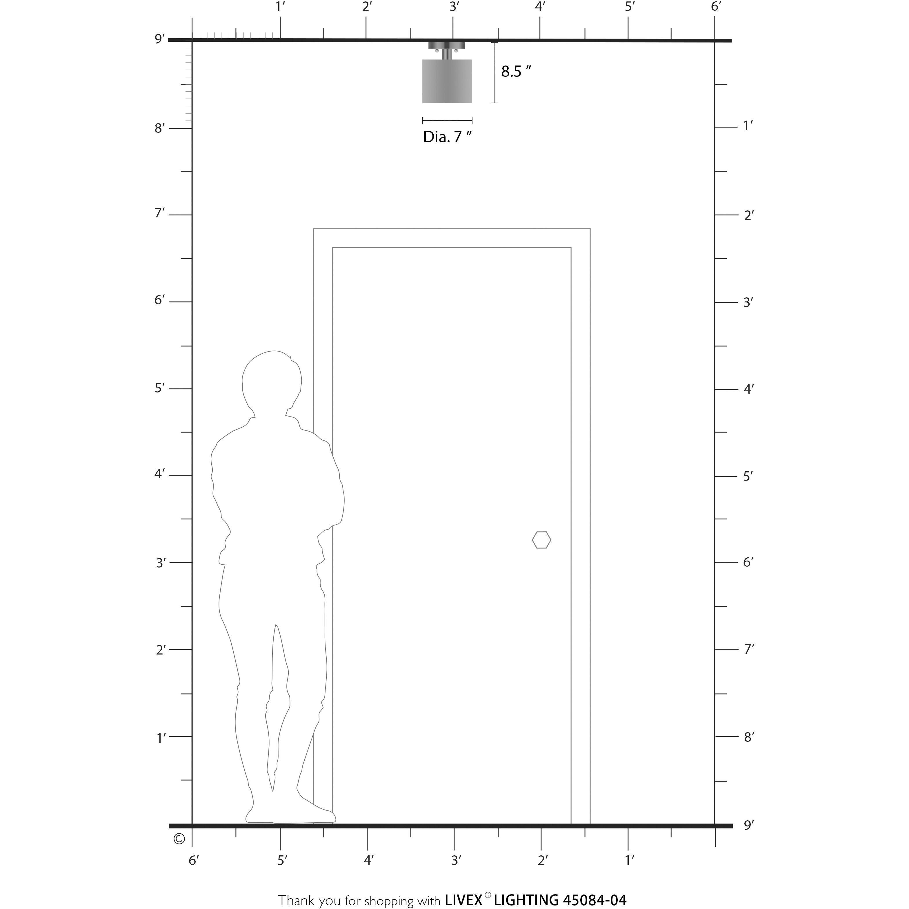 Sentosa 1 Light 7 inch Black Semi Flush Mount Ceiling Light