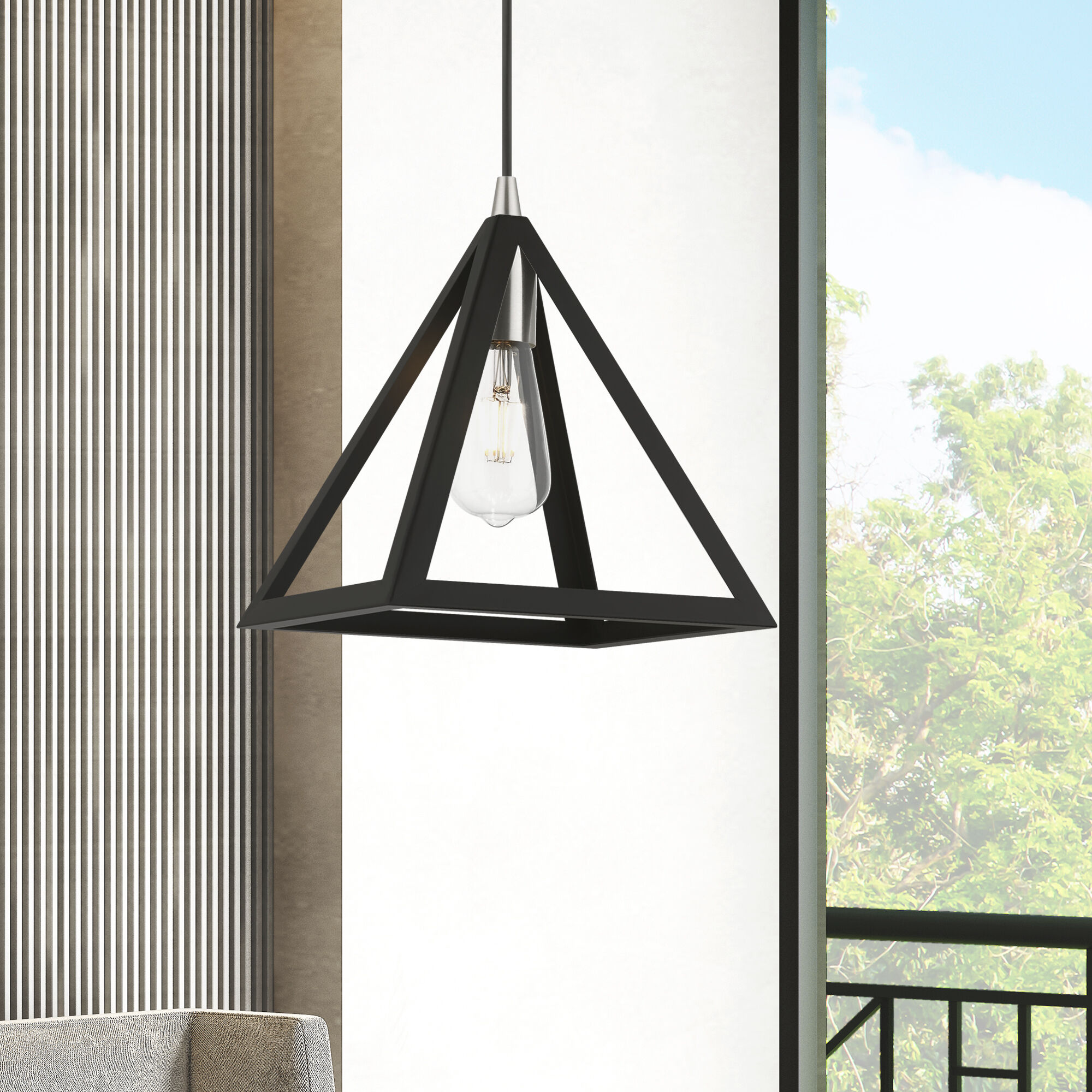 Pinnacle 1 Light 9.75 inch Black with Brushed Nickel Accents Pendant Ceiling Light