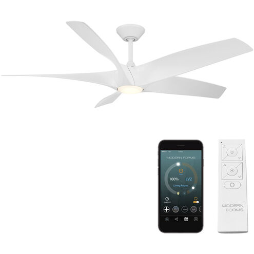 Zephyr 62 inch Matte White Downrod Ceiling Fan