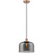 Edison Bell LED 12 inch Antique Copper Mini Pendant Ceiling Light in Plated Smoke Glass