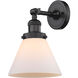 Franklin Restoration Large Cone 1 Light 8 inch Oil Rubbed Bronze Semi-Flush Mount Ceiling Light in Matte White Glass, Franklin Restoration