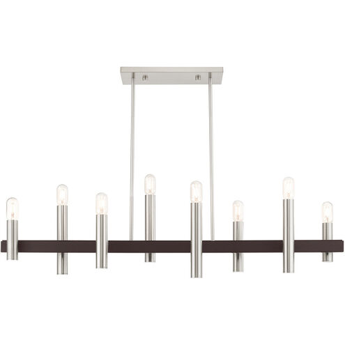 Helsinki 8 Light 10 inch Brushed Nickel with Bronze Accents Chandelier Ceiling Light