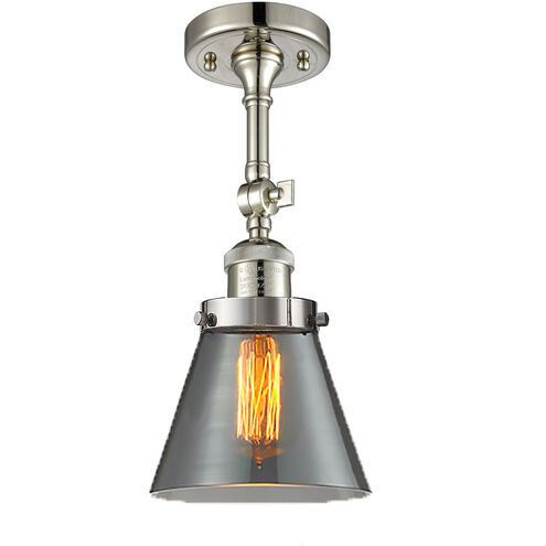 Franklin Restoration Small Cone 1 Light 6 inch Polished Nickel Sconce Wall Light in Plated Smoke Glass, Franklin Restoration