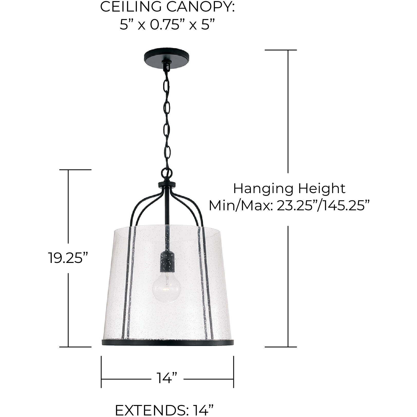 Madison 1 Light 14 inch Matte Black Pendant Ceiling Light