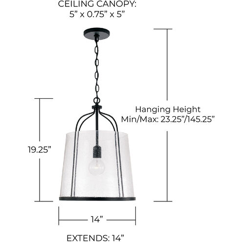 Madison 1 Light 14 inch Matte Black Pendant Ceiling Light