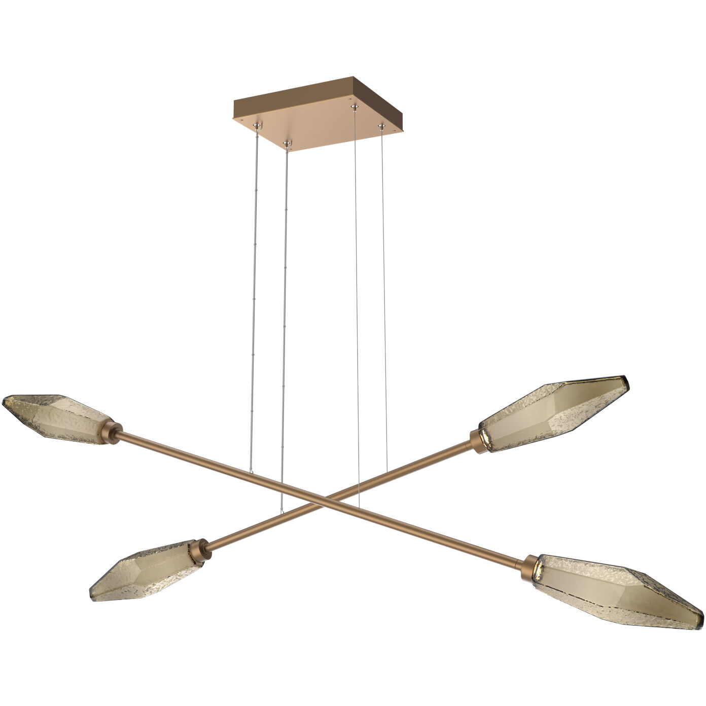 Rock Crystal LED Novel Brass Linear Multi-Pendant Ceiling Light in Bronze, 2700K LED, Double Moda