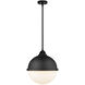Nouveau 2 Hampden 1 Light 12.88 inch Matte Black Pendant Ceiling Light in Matte White Glass