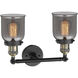 Franklin Restoration Small Bell LED 16 inch Black Antique Brass Bath Vanity Light Wall Light in Plated Smoke Glass, Franklin Restoration