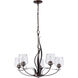 Flora 5 Light 26.7 inch Bronze Chandelier Ceiling Light in Clear