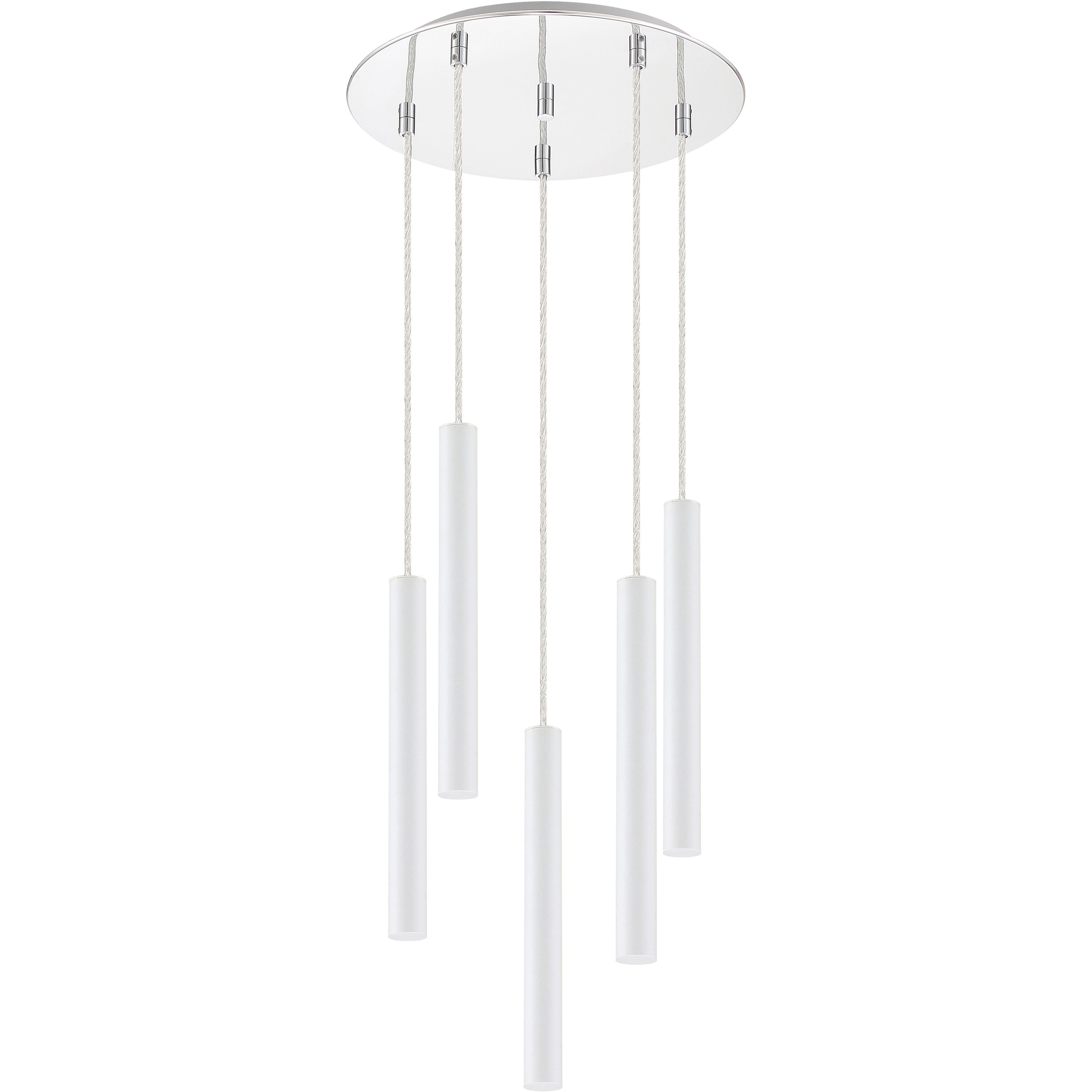 Forest LED 13.5 inch Chrome Chandelier Ceiling Light in 14, Matte White Steel