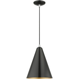Dulce Pendant Ceiling Light in Shiny Black with Polished Chrome Accents
