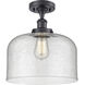 Ballston X-Large Bell 1 Light 8 inch Matte Black Semi-Flush Mount Ceiling Light in Seedy Glass, Ballston