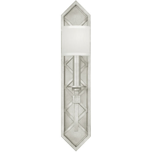 Cienfuegos Sconce Wall Light in Silver Leaf, White Fabric