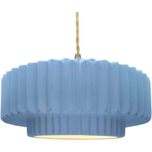 Radiance 1 Light 16.25 inch Sky Blue and Brushed Brass Pendant Ceiling Light