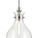 Laria 1 Light Polished Nickel Pendant Ceiling Light in Clear