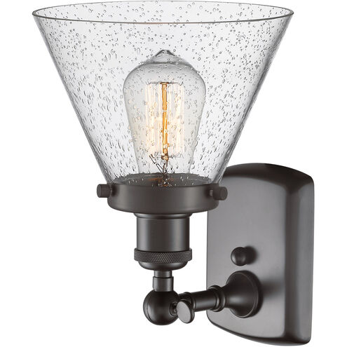 Ballston Large Cone 1 Light 8 inch Oil Rubbed Bronze Sconce Wall Light in Seedy Glass, Ballston