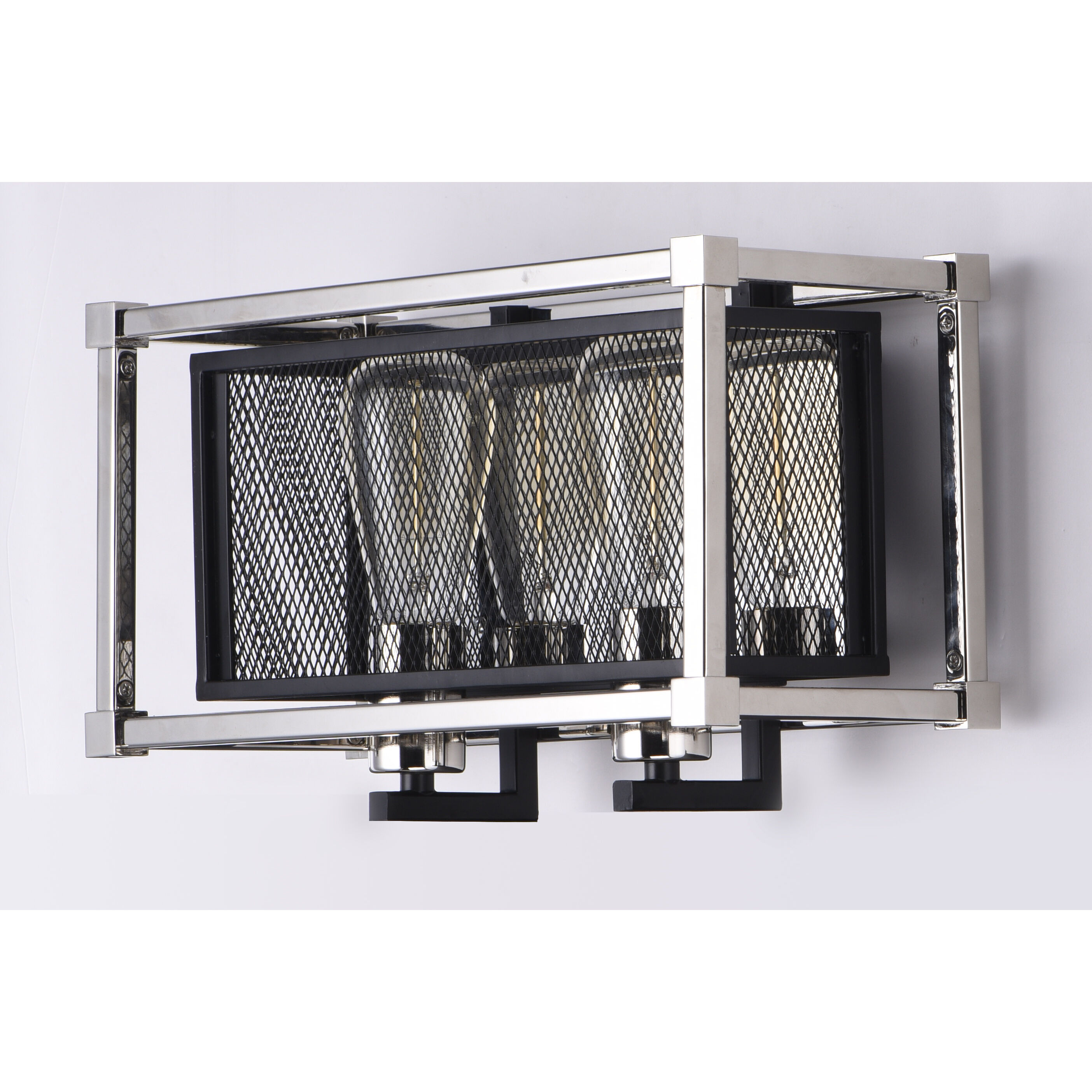 Refine 2 Light 14.25 inch Black/Polished Nickel Bath Vanity Wall Light