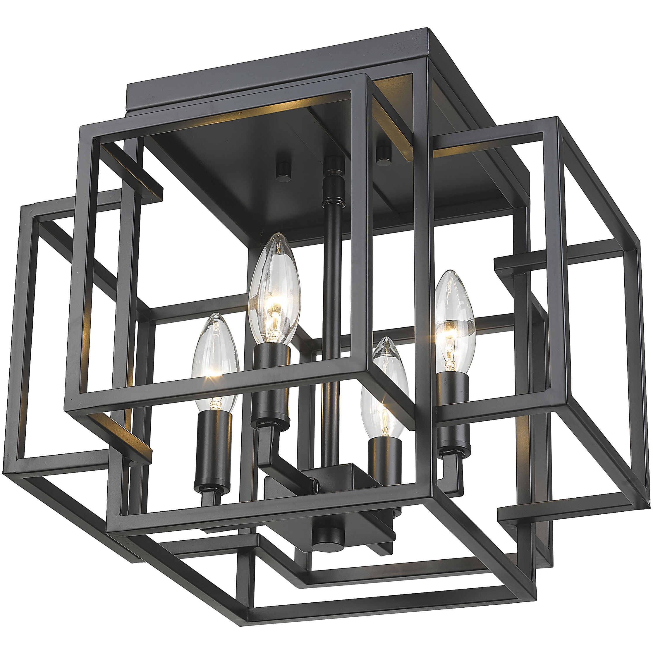 Titania 4 Light 14 inch Matte Black Flush Mount Ceiling Light in 6