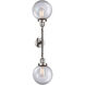Franklin Restoration Large Beacon 2 Light 19 inch Polished Nickel Bath Vanity Light Wall Light in Clear Glass, Franklin Restoration