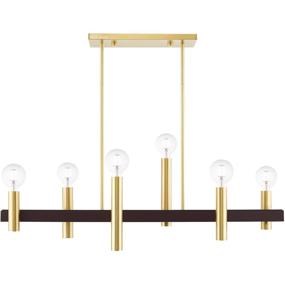 Helsinki 6 Light 8.25 inch Satin Brass with Bronze Accents Chandelier Ceiling Light