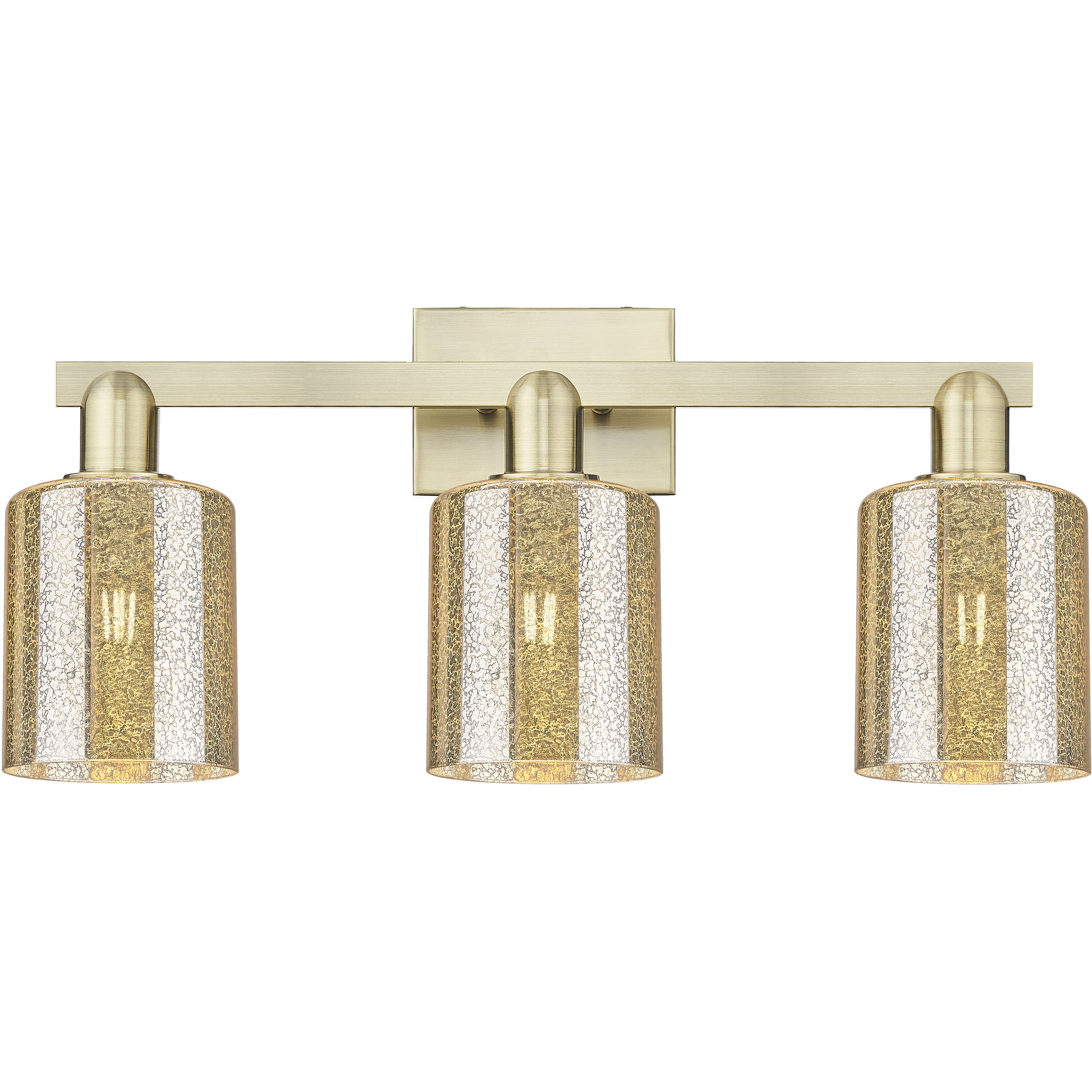 Arcadia Cobbleskill 3 Light 24 inch Antique Brass Bath Vanity Light Wall Light in Mercury
