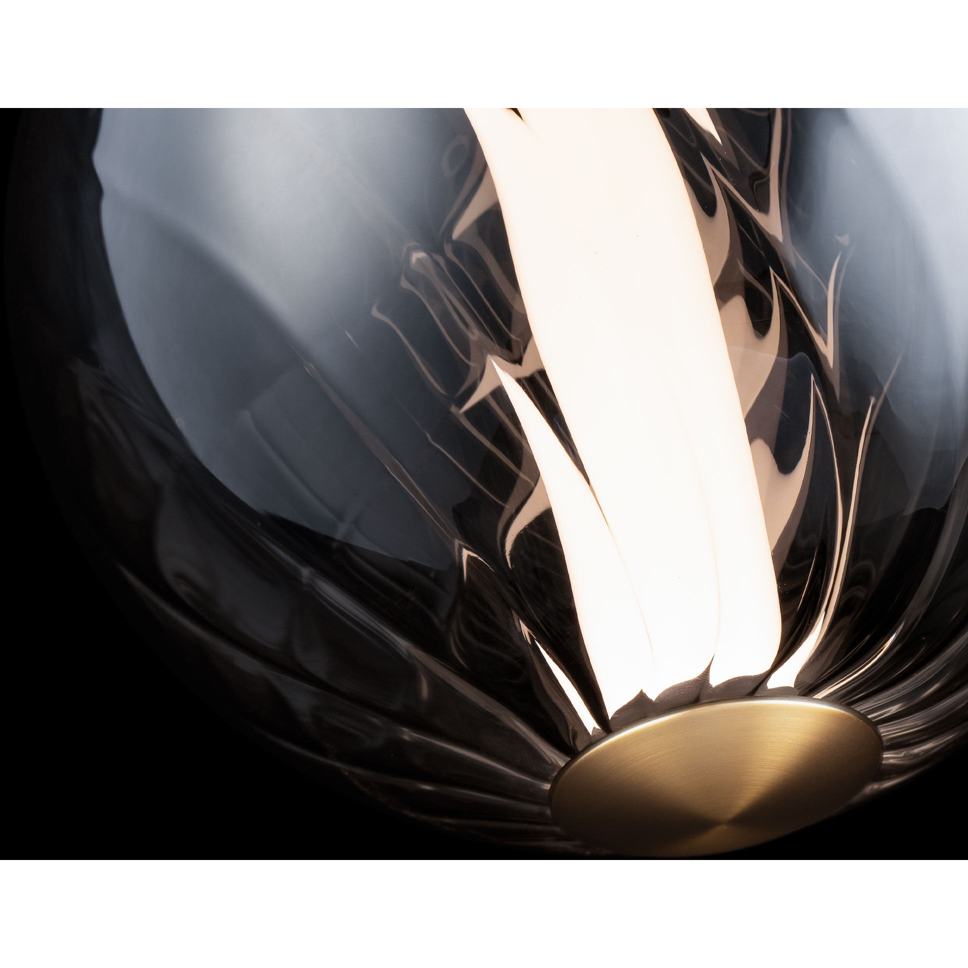 Swirly LED 9.9 inch Smoke Glass and Aged Brass Indoor Hanging Lighting Ceiling Light in 4000K