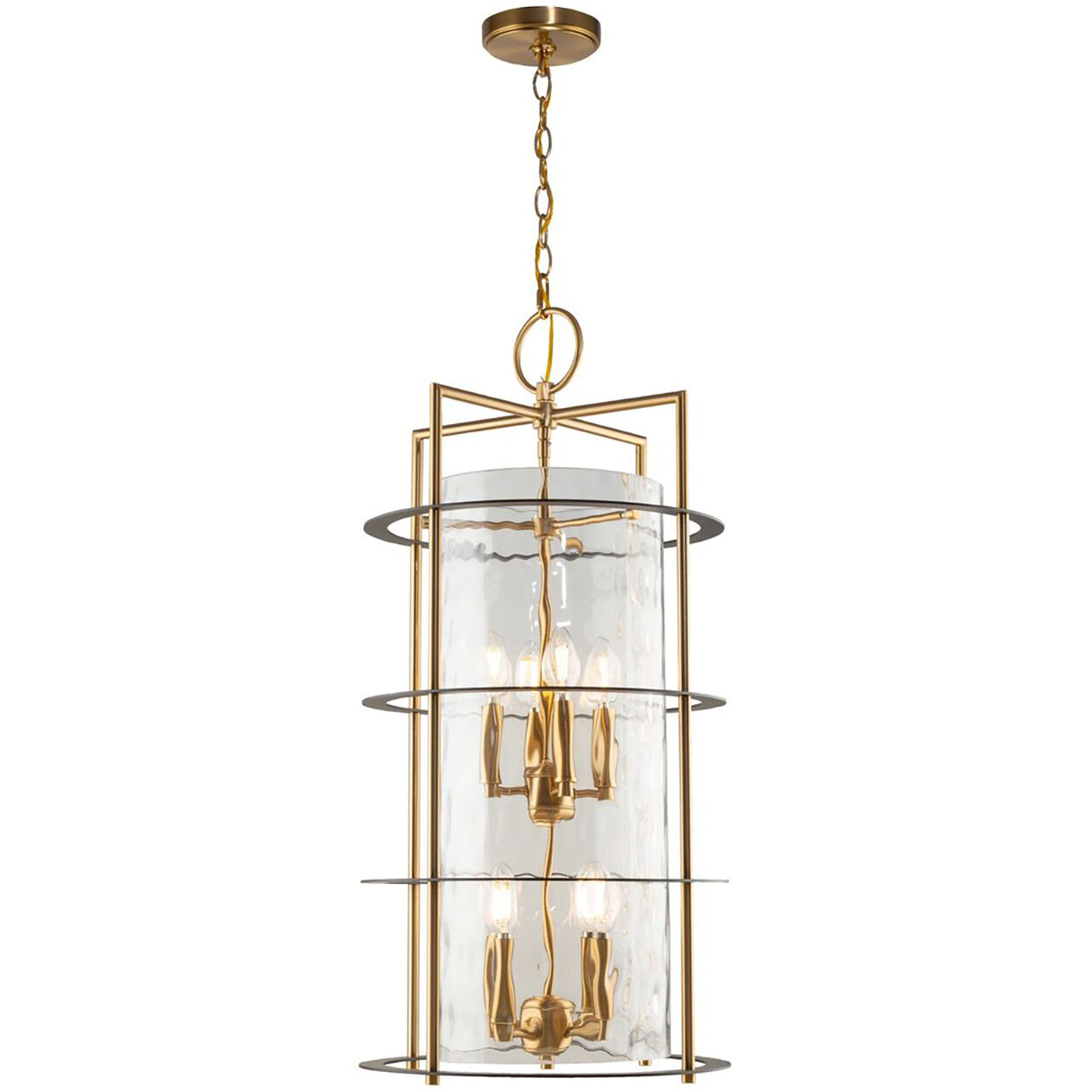 Burford LED 15 inch Brass and Black Chandelier Ceiling Light