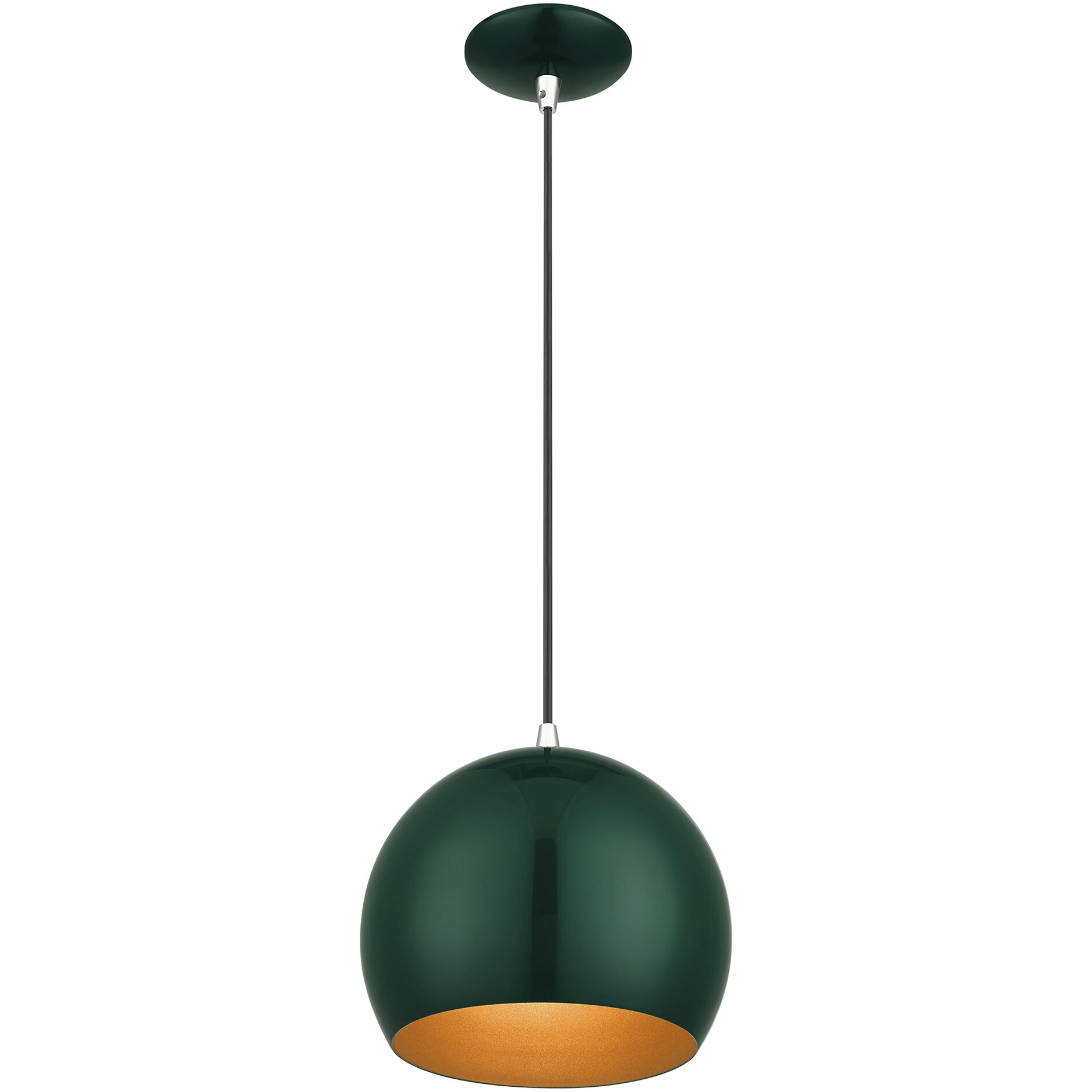 Piedmont 1 Light 10 inch Shiny Hunter Green with Polished Chrome Accents Pendant Ceiling Light