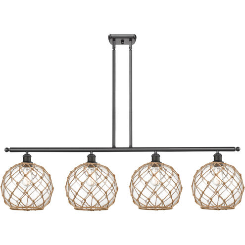 Ballston Large Farmhouse Rope LED 48 inch Oil Rubbed Bronze Island Light Ceiling Light in Clear Glass with Brown Rope, Ballston