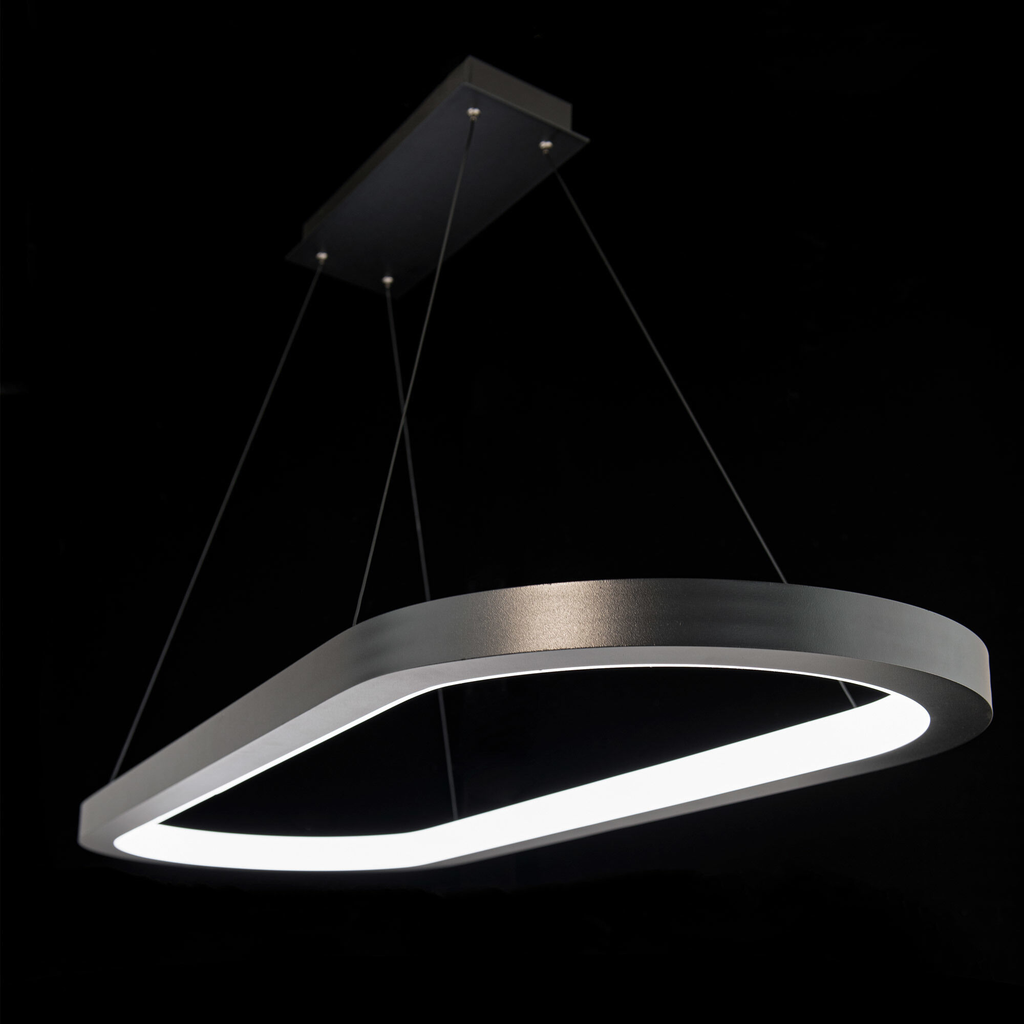Racetrack LED 17.38 inch Black Chandelier Ceiling Light in 3500K