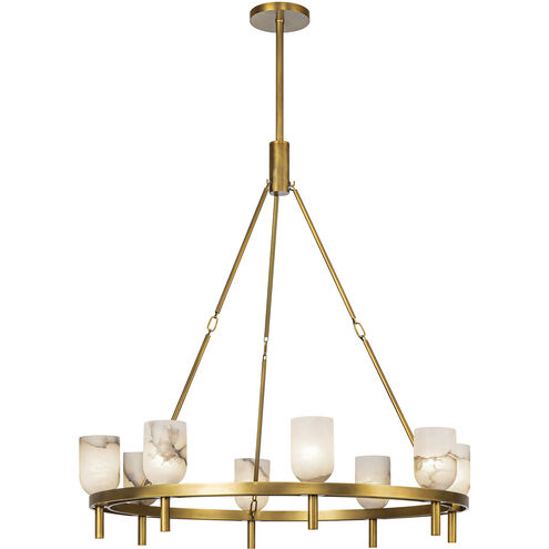 Lucian 8 Light 36.13 inch Vintage Brass Chandelier Ceiling Light in Vintage Brass and Alabaster