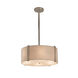 Textile Polished Chrome Drum Pendant Ceiling Light in White, Incandescent
