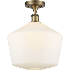 Ballston Cindyrella 1 Light 12 inch Brushed Brass Semi-Flush Mount Ceiling Light in Incandescent, Matte White Glass