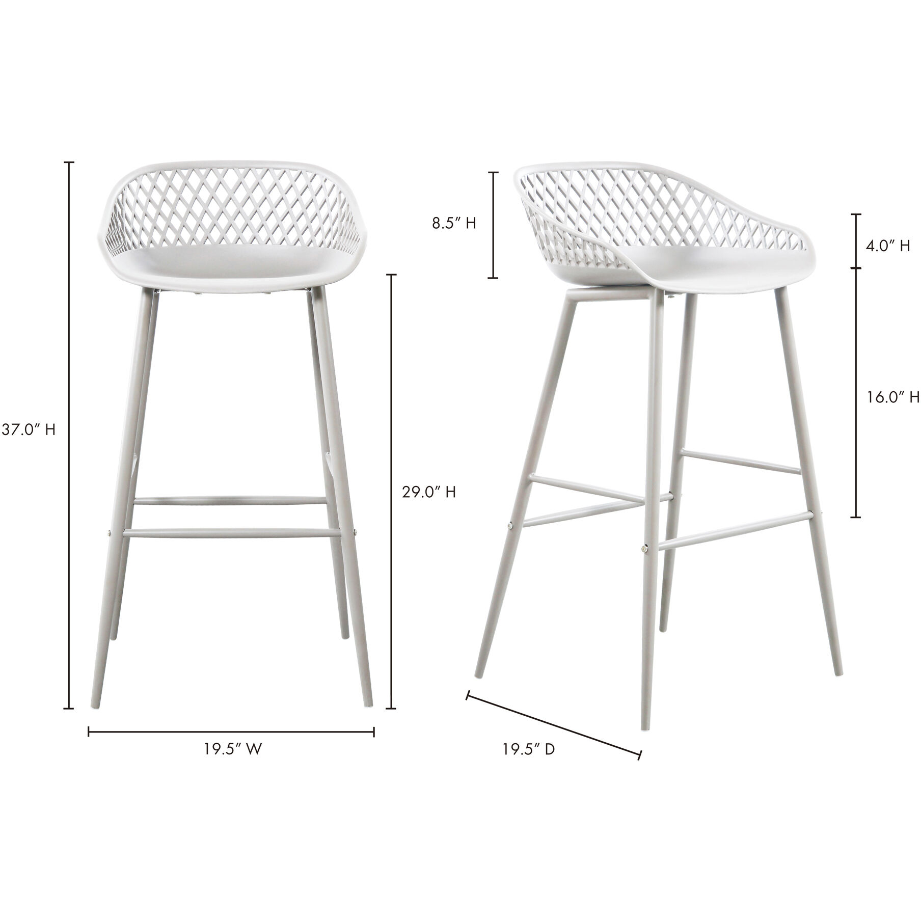 Piazza 37 inch White Outdoor Barstool